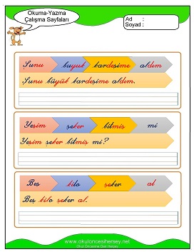 ş sesi Çalışma Sayfaları